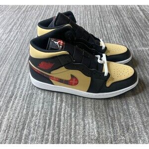 Nike Air Jordan 1 Mid SE 'Tartan Swoosh' Mens 11.5 Black Sesame DZ5329-001